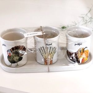 Rae Dunn Gobble, Blessed, Grateful 4 pc. Set